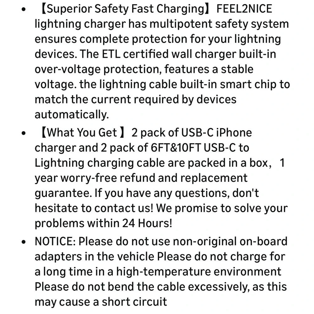 Feels2Nice USB-C Quick Cables & Block Chargers 2Pk For iPhone 14 & Below New Box